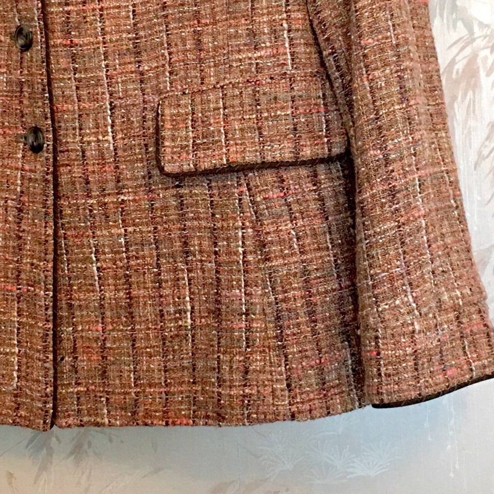 Linda Allard EllenTracy Golden Brown Tweed Blazer 12/14 - Picture 4 of 15